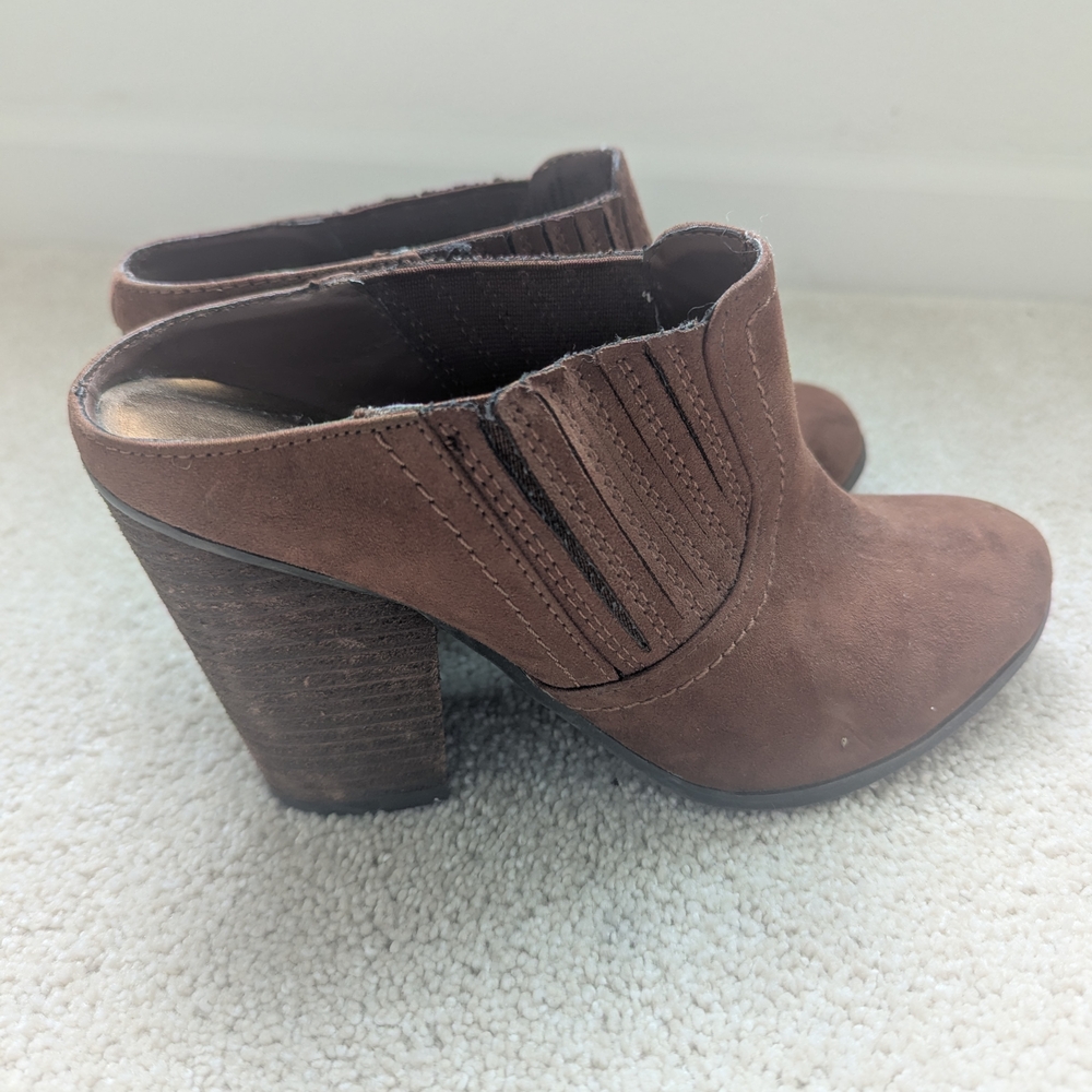 Carlos by Carlos Santana Tan Suede Block Heel Mules